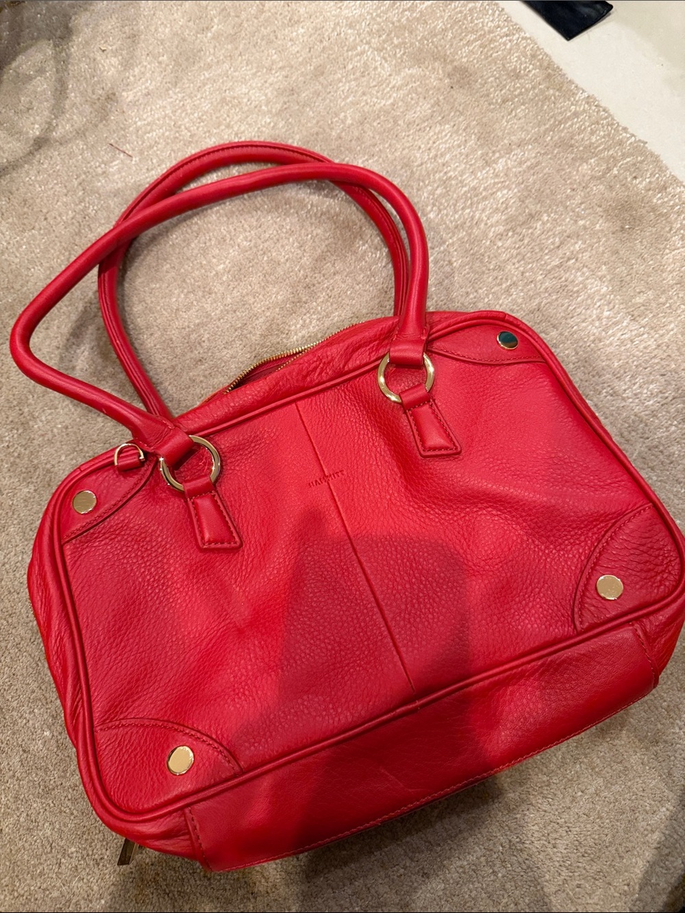 Hammitt Red Leather Tote Bag with Gold Hardware